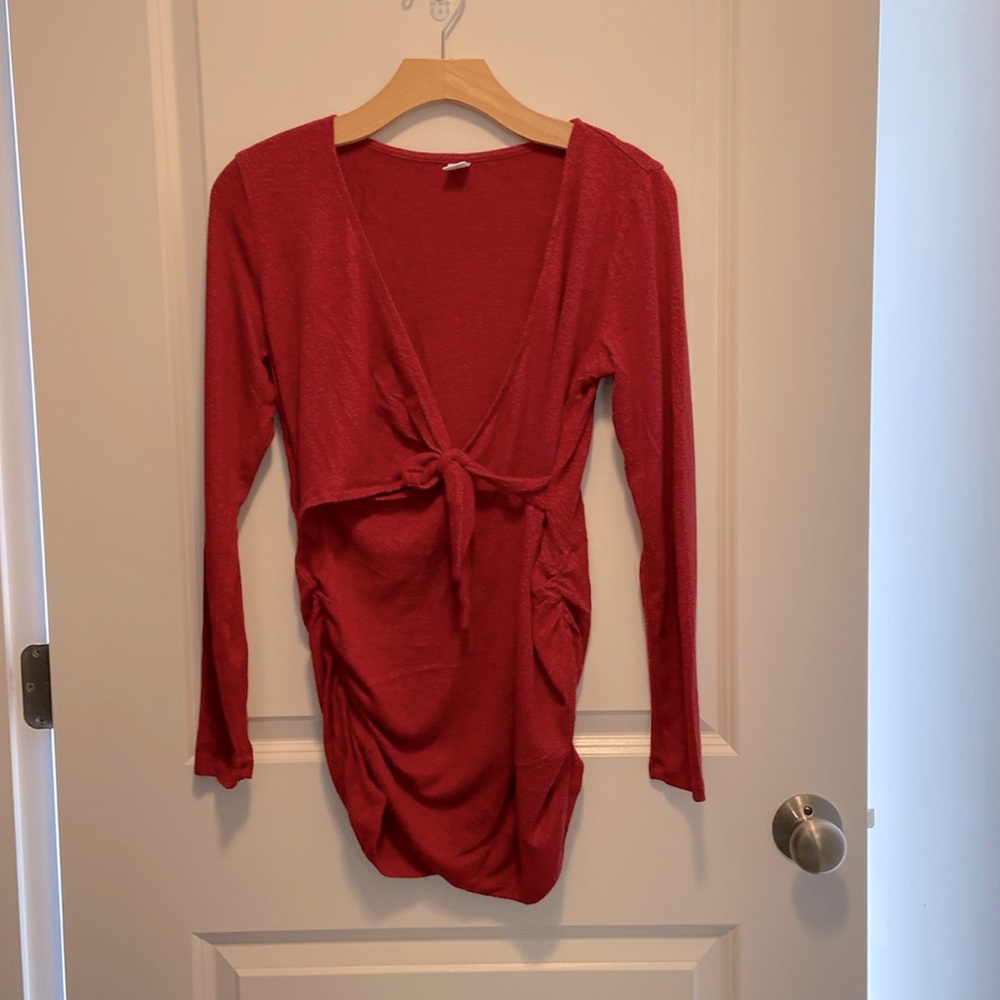 Old Navy Maternity red wrap long sleeve top